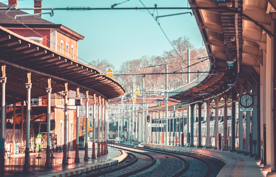 Explore the charming architecture of a historical train station in İstanbul, Türkiye.